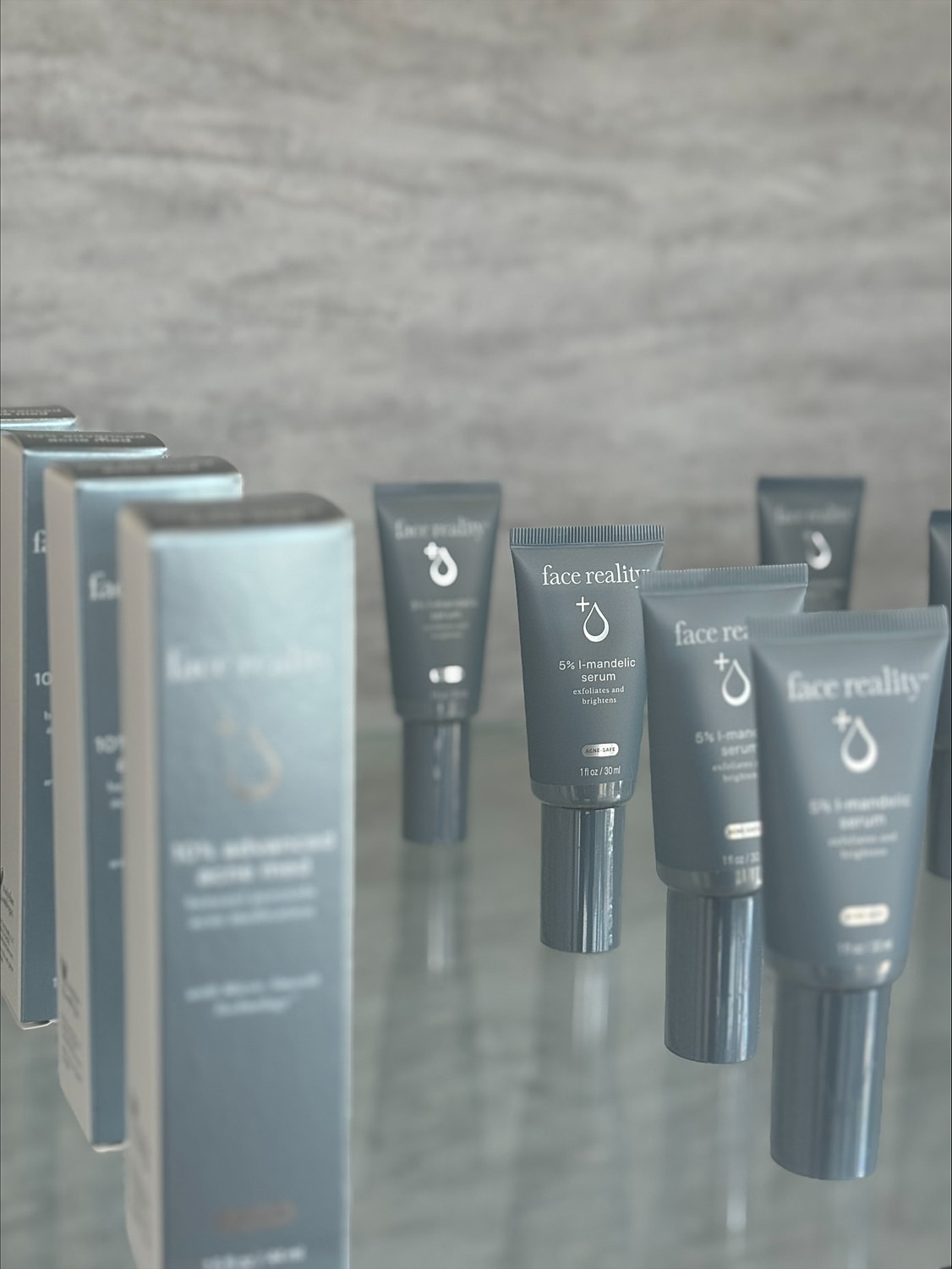 Crown Point Perfect Derma Peel model with blonde hair with arm in front of her her forehead